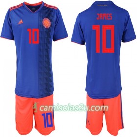 Camisolas de Futebol Colômbia James 10 Criança Equipamento Alternativa Copa do Mundo 2018 Manga Curta
